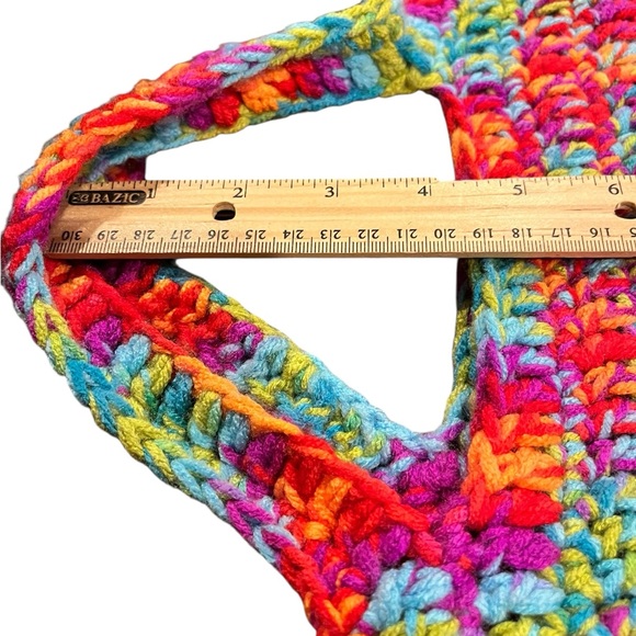 Vintage handcrafted multicolored Crochet handbag - Picture 6 of 7